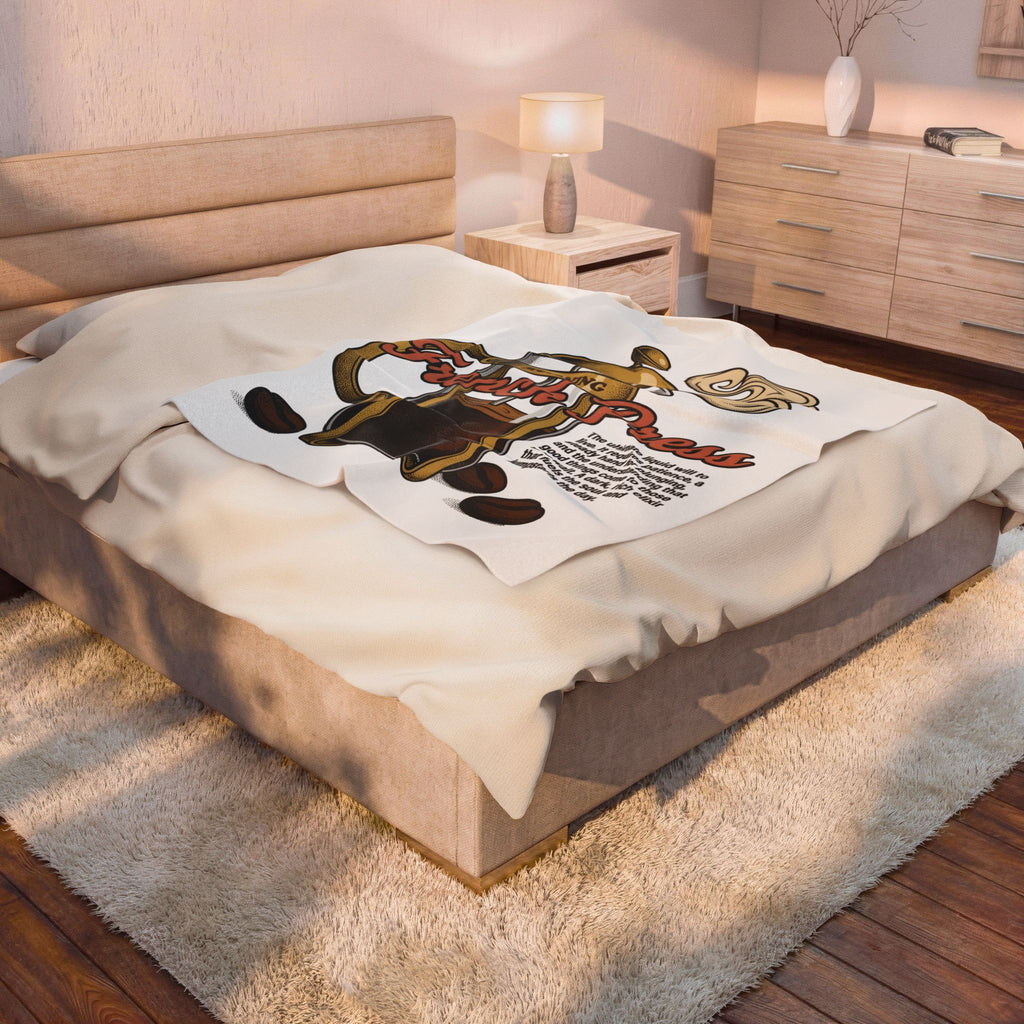 French Press Coffee Blanket Coffee Cuisine Gift Women Hand Drawn Blanket Cafetiere Blanket Coffee Fan Coffee Bean Illustration Graphic Line Art