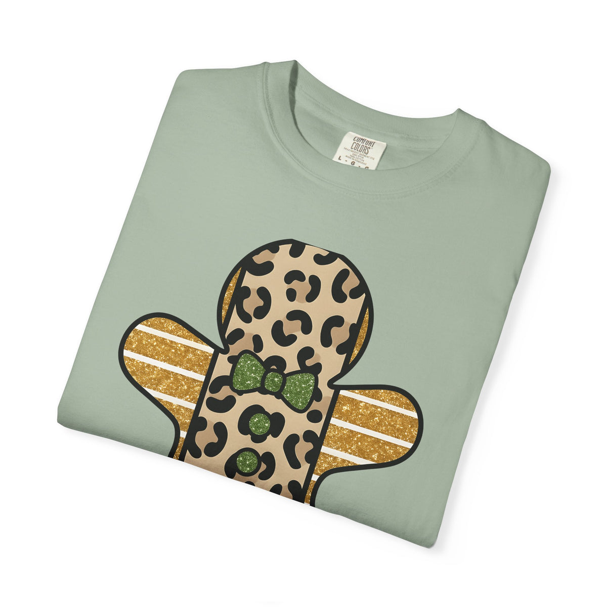 Spotted Gingerbread Animal Xmas Gift Shimmer Gingerbread Man Leopard Fan Glitter Holiday T-Shirt