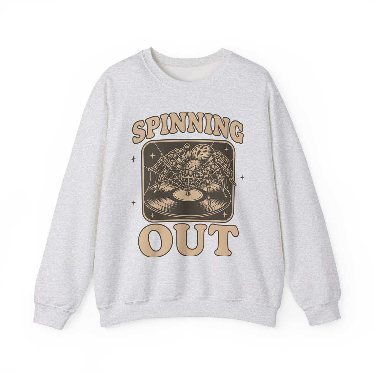 Arachnid Record Player Sweatshirt Halloween Gear Gift Women Throwback Sweatshirt Vinyl Player Sweatshirt Horror Fan Retro Sweatshirt Equipment Graphic Classic