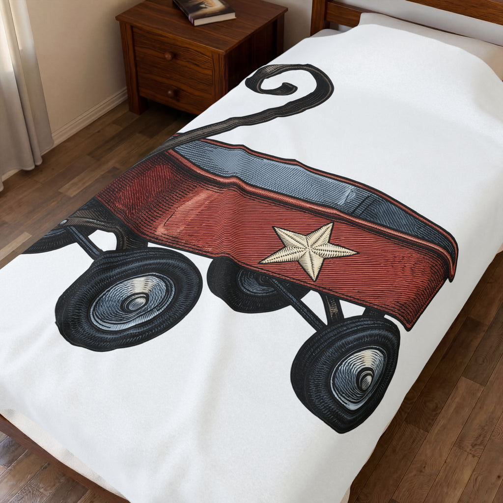 Red Wagon 4Th Of July Usa Gift Antique Cart Fireworks Fan Vintage American Line Blanket