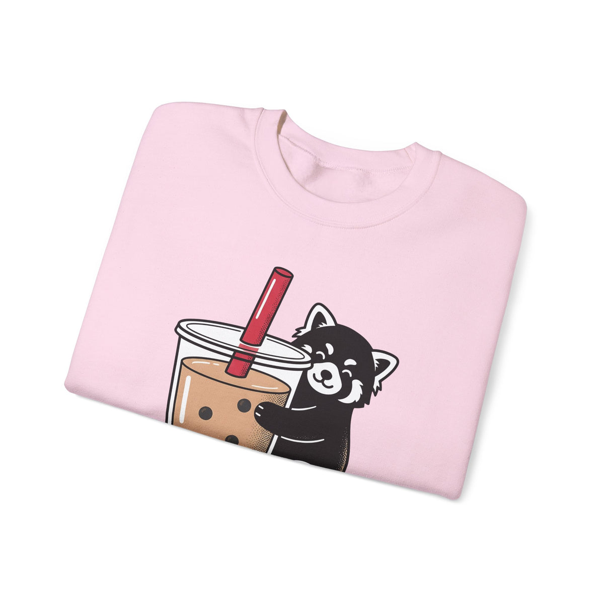 Red Panda Drink Sweatshirt Boba Wildlife Gift Women Adorable Sweatshirt Panda Drink Sweatshirt Bubble Tea Fan Cute Sweatshirt Animal Graphic Animated Milk Tea