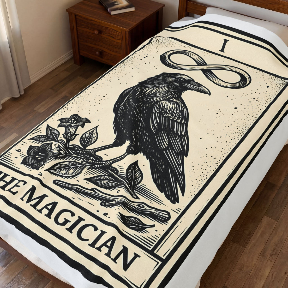 Raven Tarot Deck Blanket Boho Chic Occult Gift Women Old School Blanket Tarot Card Blanket Bohemian Fan Vintage Blanket Mystical Graphic Enchanted