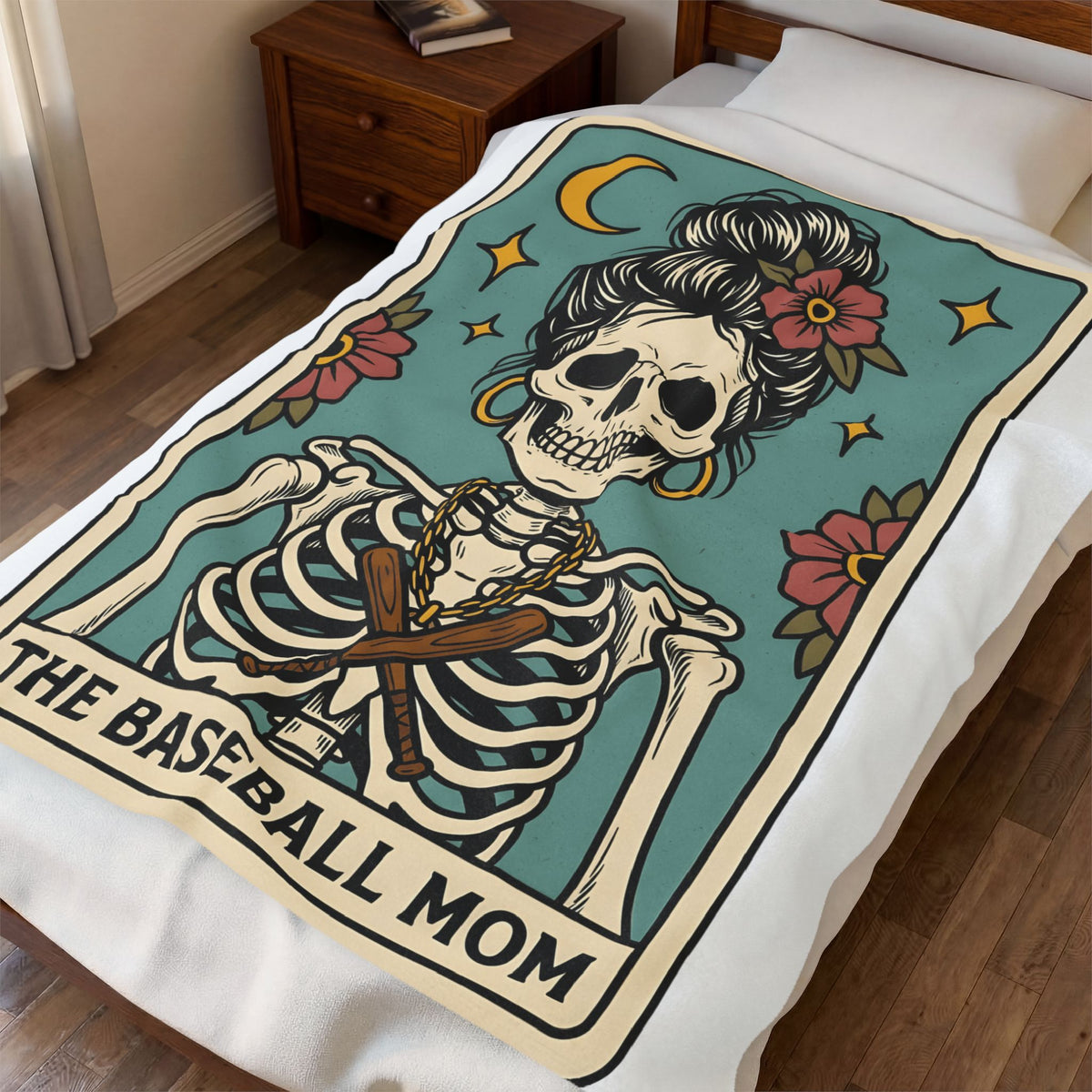 Skeleton Mother Blanket Moms Games Gift Women Body Art Blanket Skeleton Blanket Mom Fan Tattooed Blanket Gaming Graphic Classic Baseball Sticks