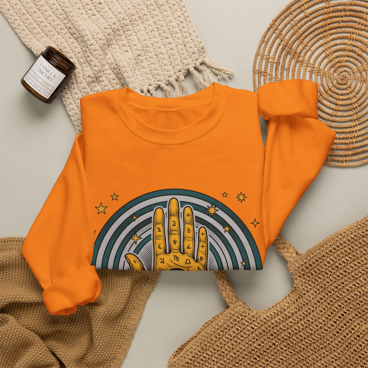 Fortune Hand Sweatshirt Astrology Esoteric Gift Women Ethnic Sweatshirt Palmistry Sweatshirt Zodiac Fan Tribal Sweatshirt Mystical Graphic Classic Astrological