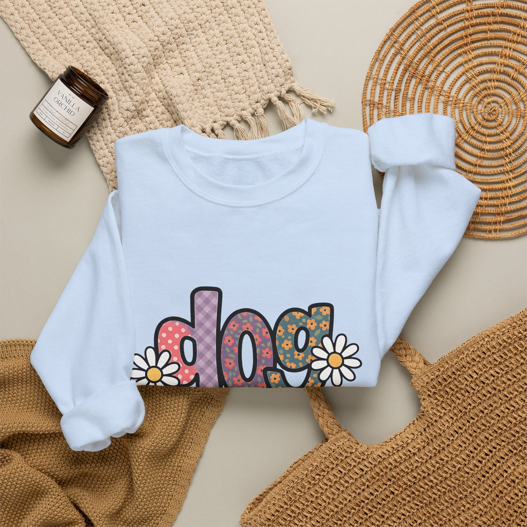 Floral Lettering Print Sweatshirt Dog Niece Gift Women Sketch Sweatshirt Typography Sweatshirt Dog Fan Hand Drawn Sweatshirt Niece Graphic Cartoon Chamomile
