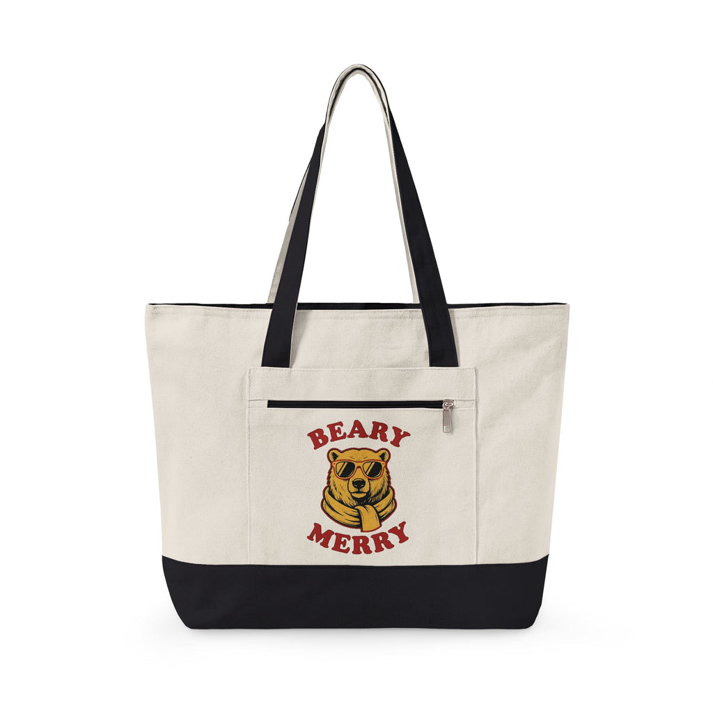 Bear Shades Tote Bag Christmas Wildlife Gift Women Comic Tote Bag Teddy Tote Bag Xmas Fan Cartoon Tote Bag Animal Graphic Retro Neck Wrap Tote Bag