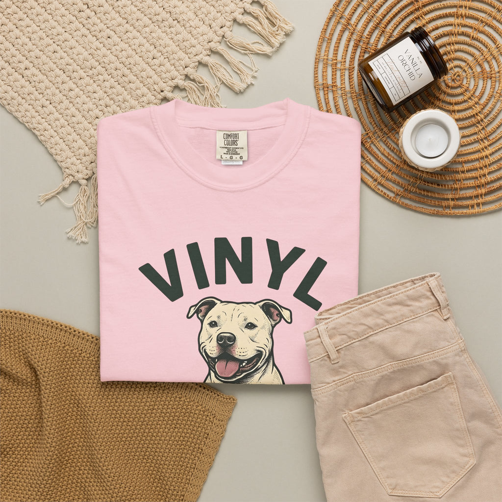 Pit Bull Dog Dog Sound Gift Distressed Pibble Dog Fan Grunge Audio Line Vinyl T-Shirt