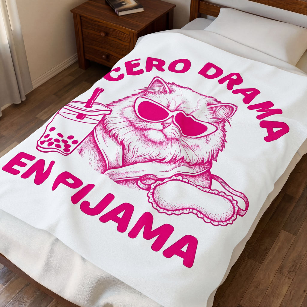 Cat Eyewear Blanket Funny Critter Gift Women Line Art Blanket Glasses Blanket Humor Fan Cartoon Blanket Animal Graphic Illustration Bubble Tea