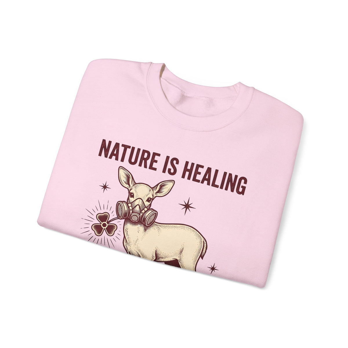 Buck Gas Mask Sweatshirt Nature Fauna Gift Women Antique Sweatshirt Gas Mask Sweatshirt Wildlife Enthusiast Vintage Sweatshirt Animal Graphic Ink Drawing Four