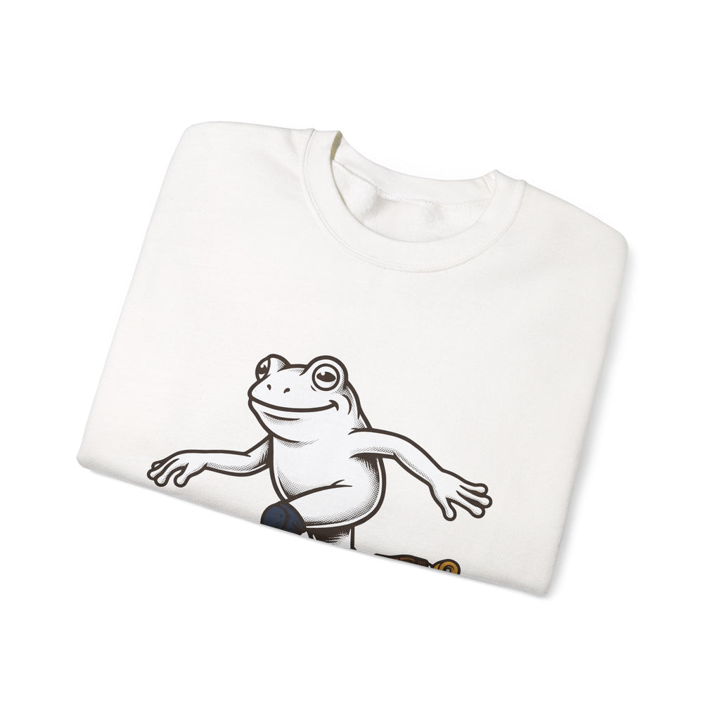Skating Frog Sweatshirt Sports Wildlife Gift Women Comic Sweatshirt Toad Sweatshirt Athlete Fan Cartoon Sweatshirt Animal Graphic Vintage Pads Sweatshirt