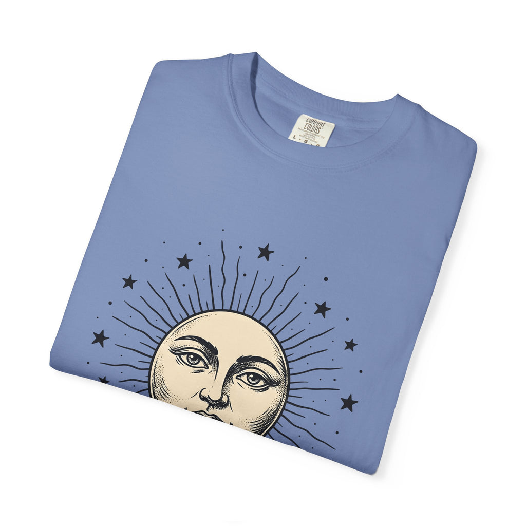 Sun Face T-Shirt Boho Chic Space Gift Women Rustic T-Shirt Sun T-Shirt Hippie Fan Bohemian T-Shirt Galaxy Graphic Line Art Stars T-Shirt