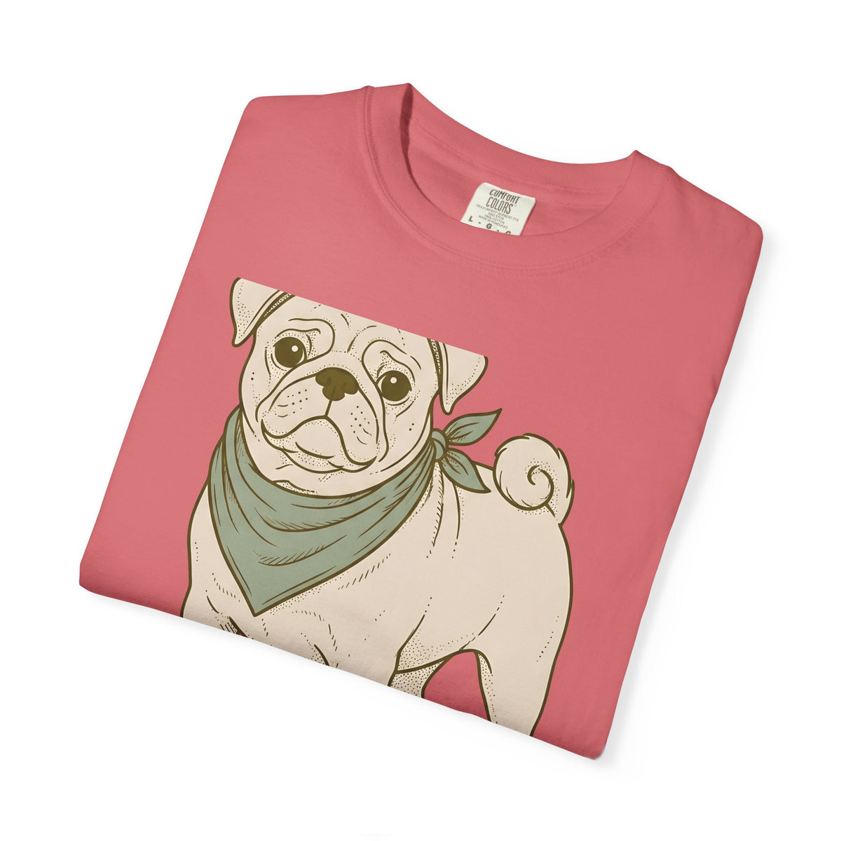 Pug Dog T-Shirt Dog Pets Gift Women Hand Drawn T-Shirt Puggle T-Shirt Dog Fan Mop Dog Graphic Pet Design Illustration Minimalist Bandana T-Shirt