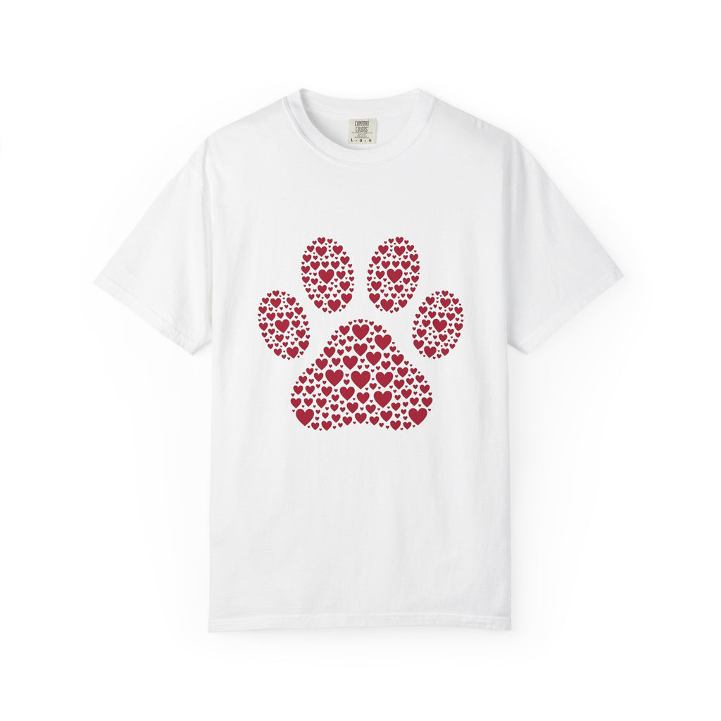 Paw Cat Fauna Gift Hand Drawn Footprint Cat Fan Claw Abstract Heart Shapes T-Shirt