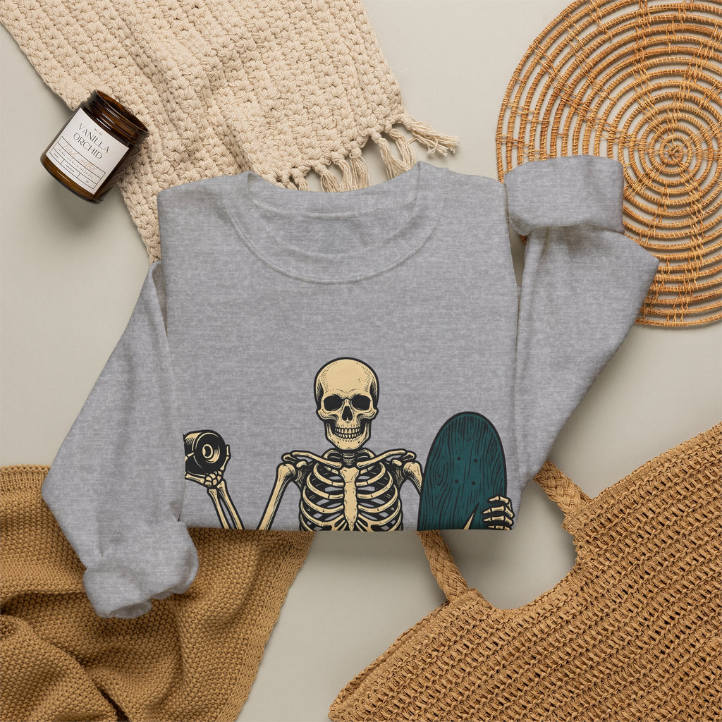 Bony Skateboarder Sweatshirt Sports Training Gift Women Line Art Sweatshirt Skateboarder Sweatshirt Athlete Enthusiast Illustration Design Workout Classic