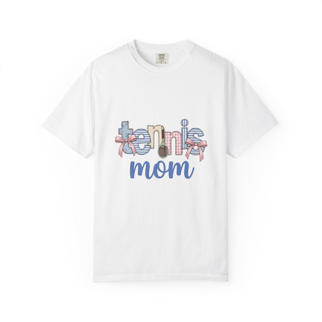 Tennis Racket T-Shirt Tennis Mom Sports Gift Women Cute T-Shirt Racquet T-Shirt Tennis Enthusiast Kawaii T-Shirt Athletic Graphic Retro Pink Bow