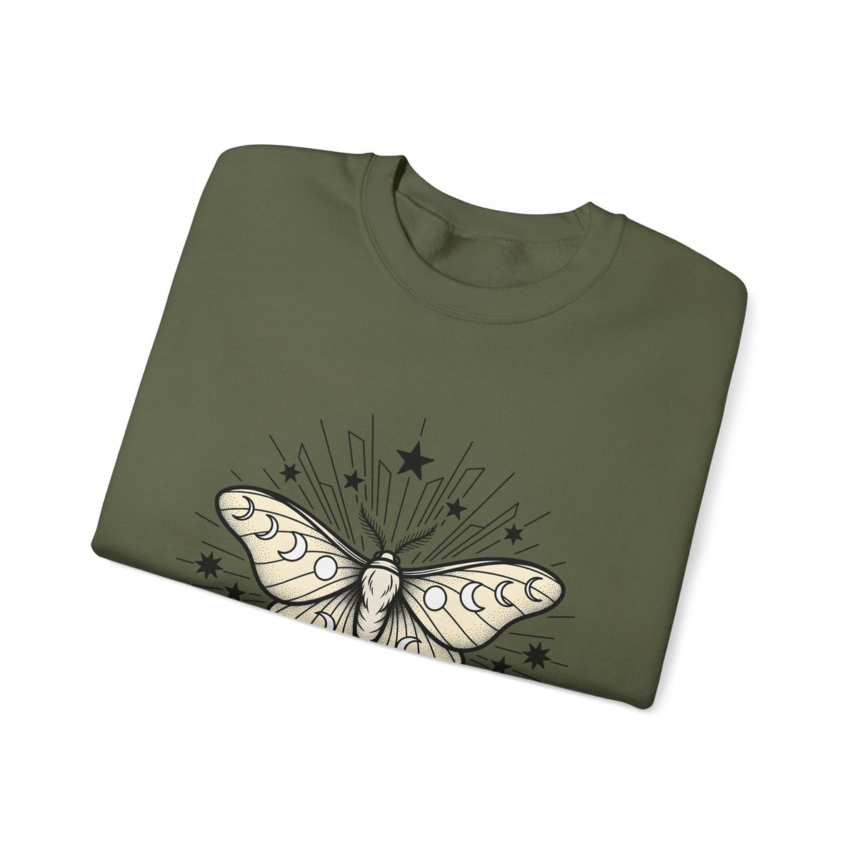 Luna Moth Sweatshirt Boho Chic Zodiac Gift Women Outline Sweatshirt Actias Luna Sweatshirt Hippie Fan Hand Drawn Sweatshirt Astrology Graphic Retro Star Shapes