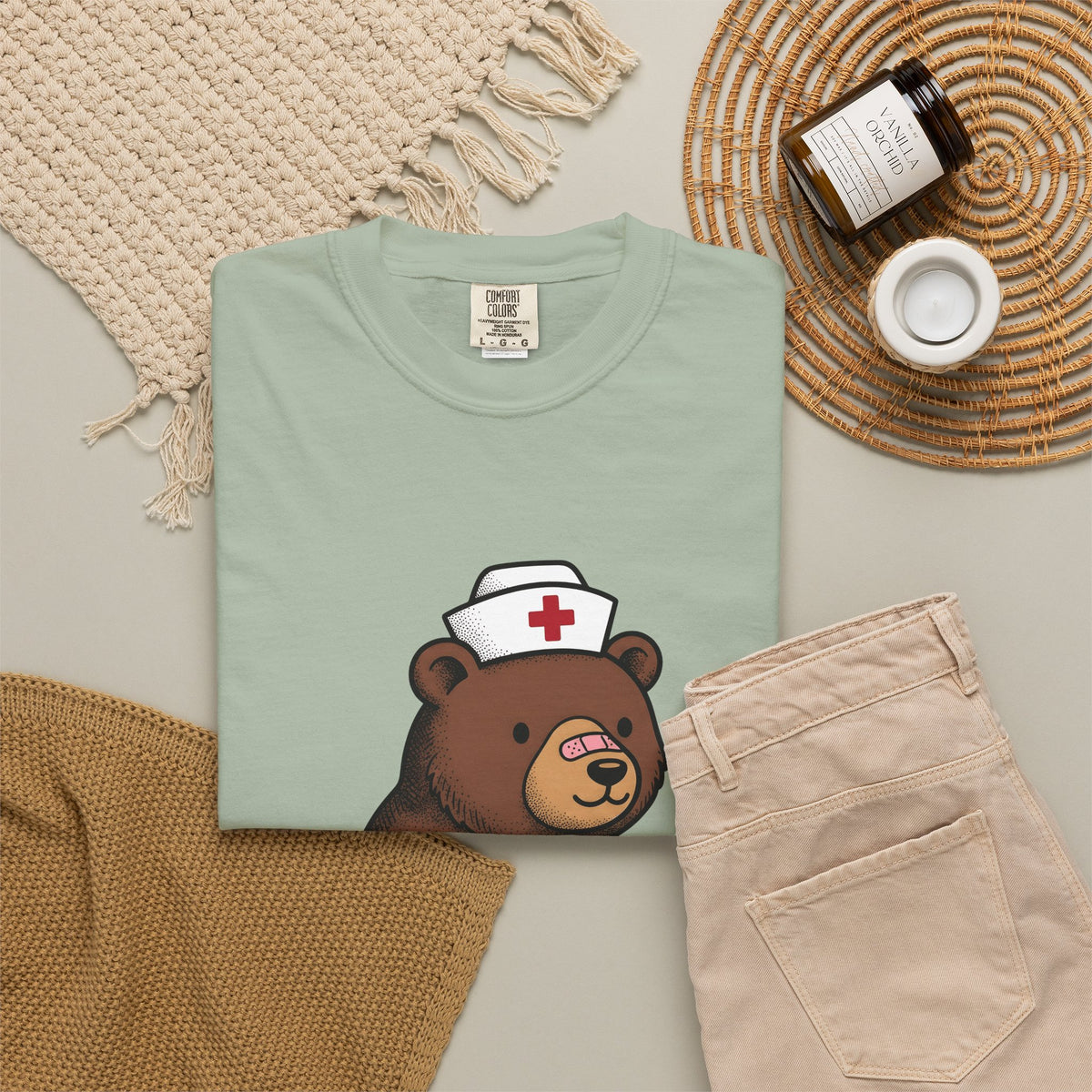 Nurse Bear T-Shirt Nurse Animal Gift Women Cute T-Shirt Teddy Bear T-Shirt Nursing Enthusiast Kawaii T-Shirt Creature Graphic Cartoon Nurse Hat