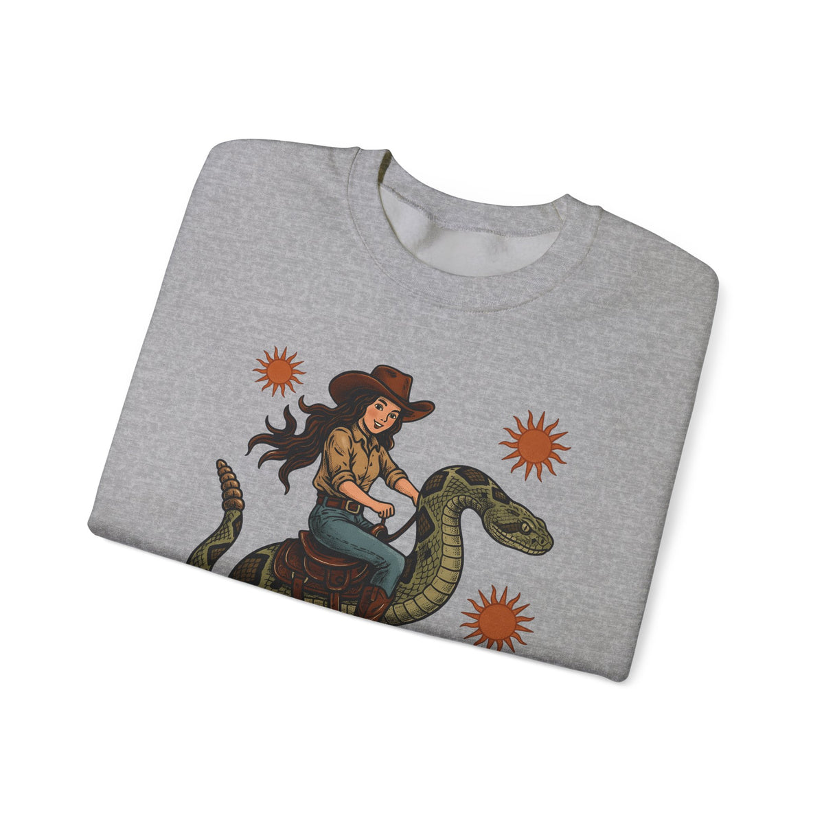 Cowgirl Serpent Sweatshirt Cowgirl Wildlife Gift Women Cowboy Sweatshirt Snake Sweatshirt Rodeo Fan Western Sweatshirt Animal Graphic Retro Sunshine Sweatshirt