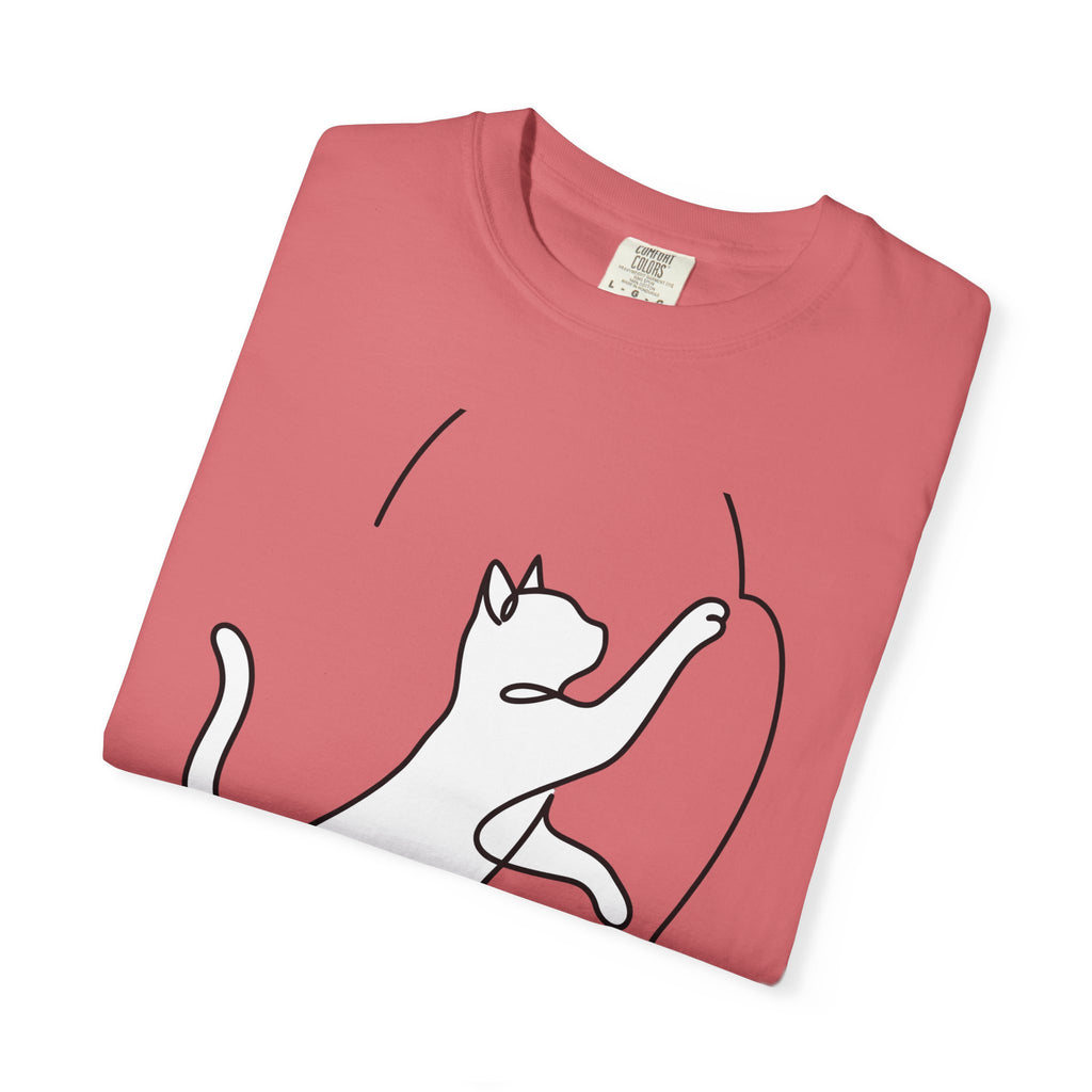 Cat Sketch T-Shirt Cat Creatures Gift Women Basic T-Shirt Kitten T-Shirt Cat Fan Feline T-Shirt Simple Illustration Animal Graphic Geometric Heart