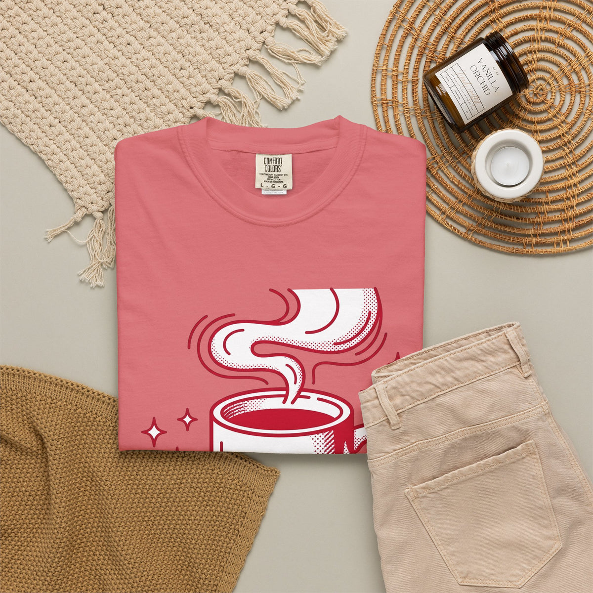 Coffee Cup T-Shirt St. Valentine's Day Coffee Gift Women Pop Art T-Shirt T-Shirt T-Shirt Valentine Fan Pop Art T-Shirt Coffee Design Retro Stars T-Shirt