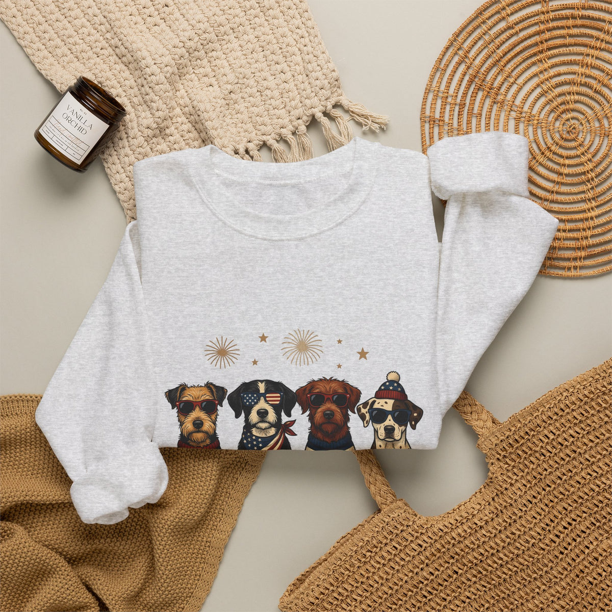 American Dogs Sweatshirt America 4Th Of July Creatures Gift Women Rustic Sweatshirt Canine Sweatshirt Patriot Fan Country Sweatshirt Beast Graphic Ink Drawing