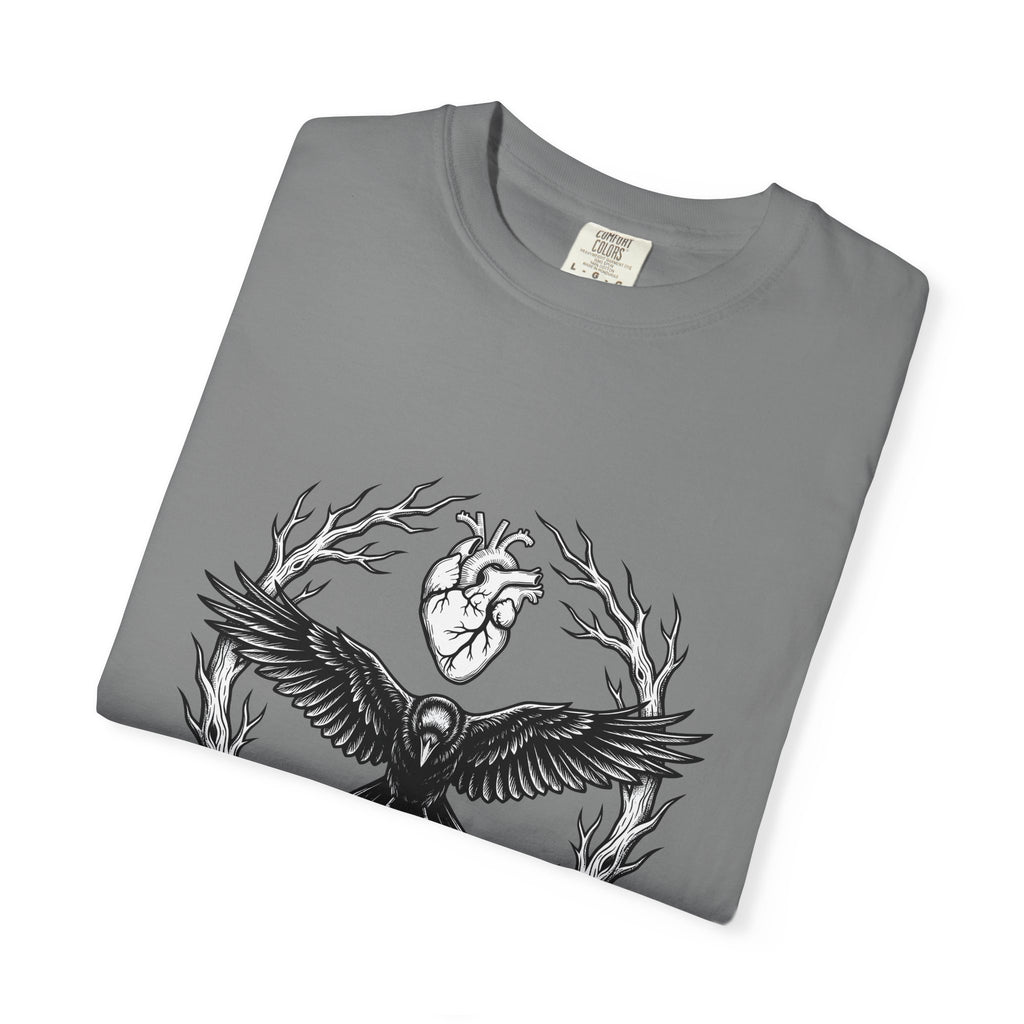 Raven Love T-Shirt Gothic Gloom Gift Women Spooky T-Shirt Crow Love T-Shirt Dark Fan Creepy T-Shirt Dark Illustration Hand Drawn Antler Crown