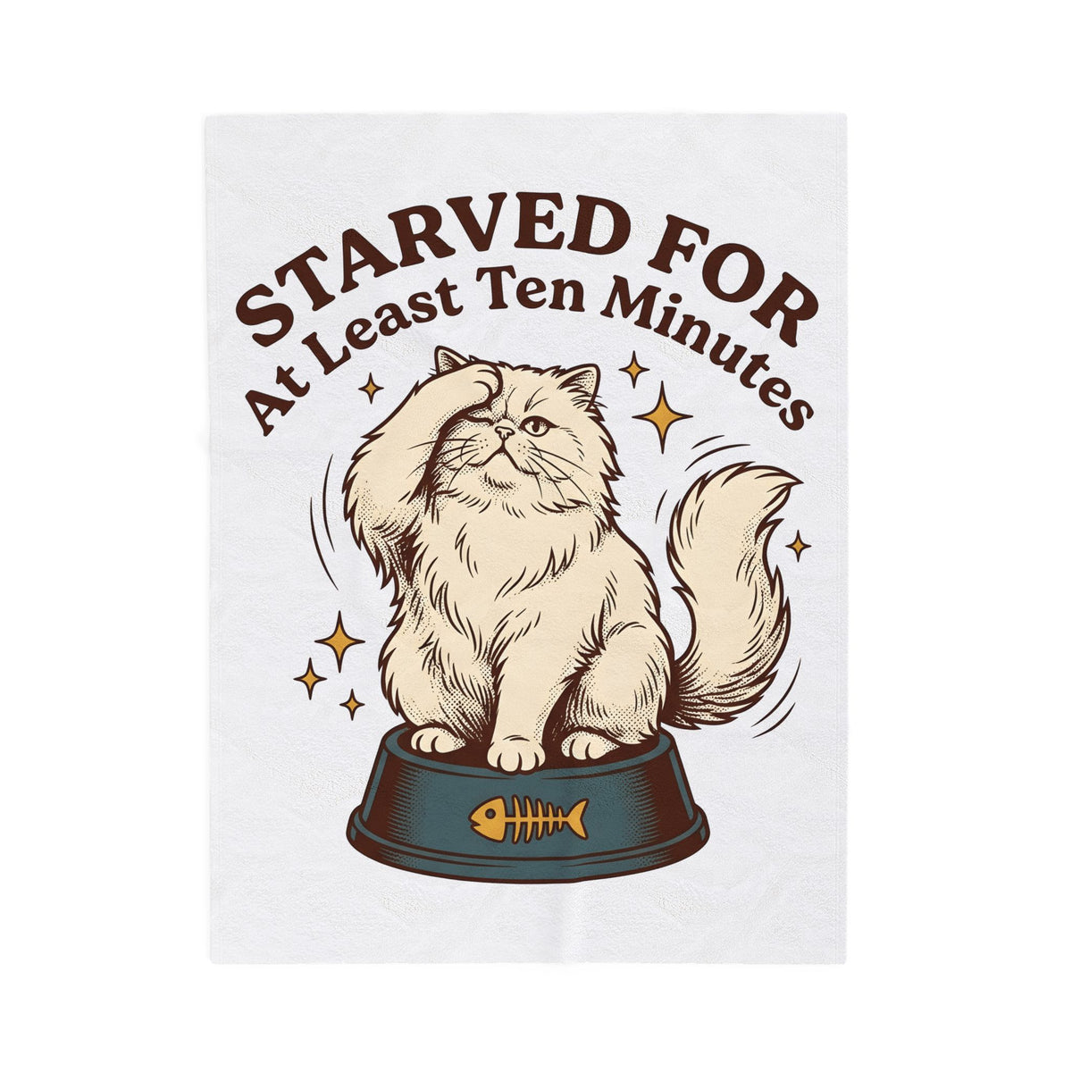 Persian Cat Cat Humor Gift Hand Drawn Cat Feline Fan Illustrated Vintage Food Bowl Blanket