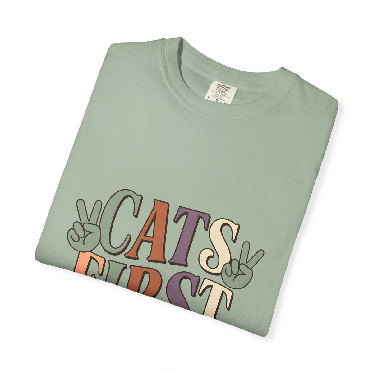 Peace Symbol Design T-Shirt Cat Animal Gift Women Vintage T-Shirt Peace Sign T-Shirt Cat Fan Feline T-Shirt Creature Graphic Sketch Hand Gesture