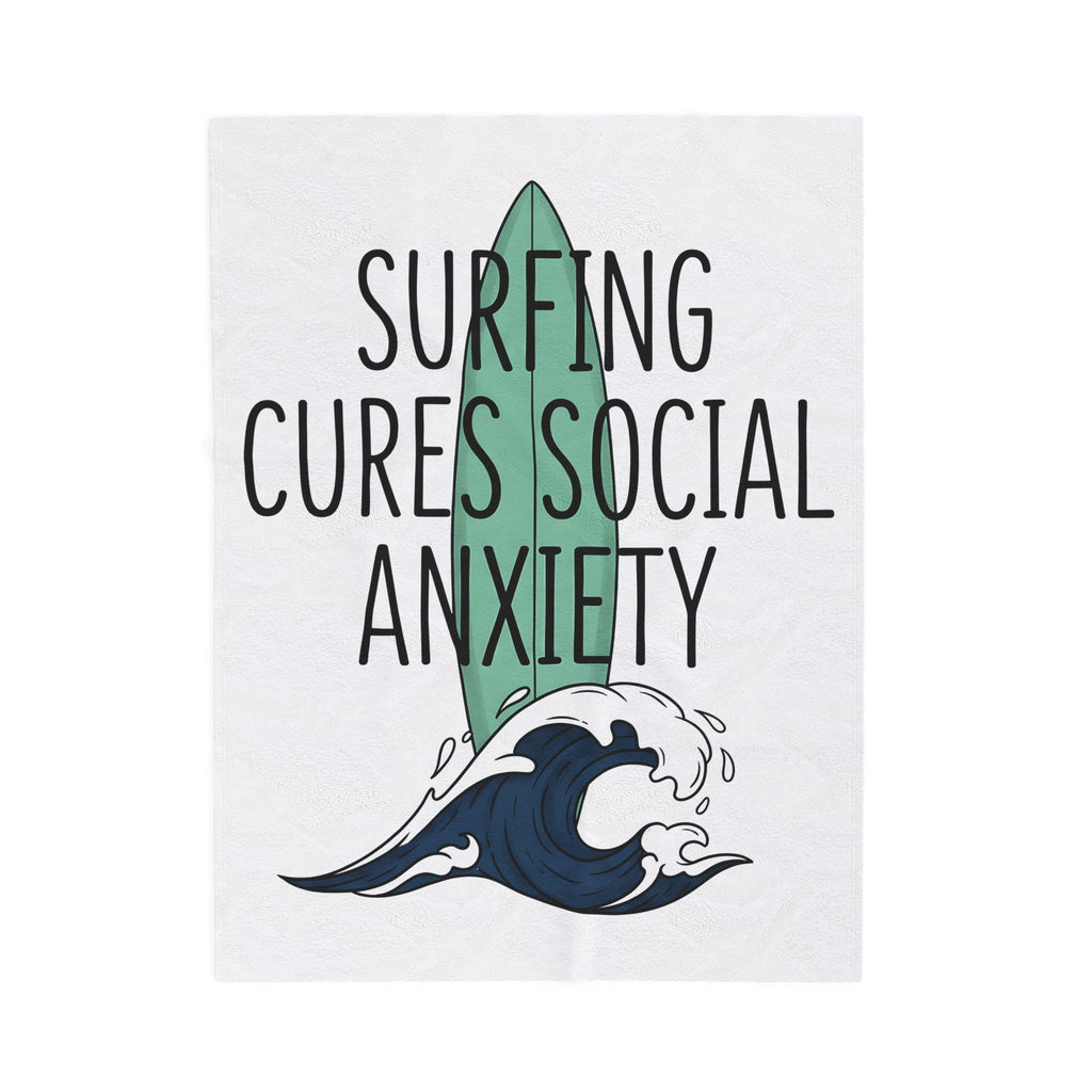 Surfboard Wave Surfing Beach Gift Bold Wave Surfer Enthusiast Coastal Minimalist Blanket
