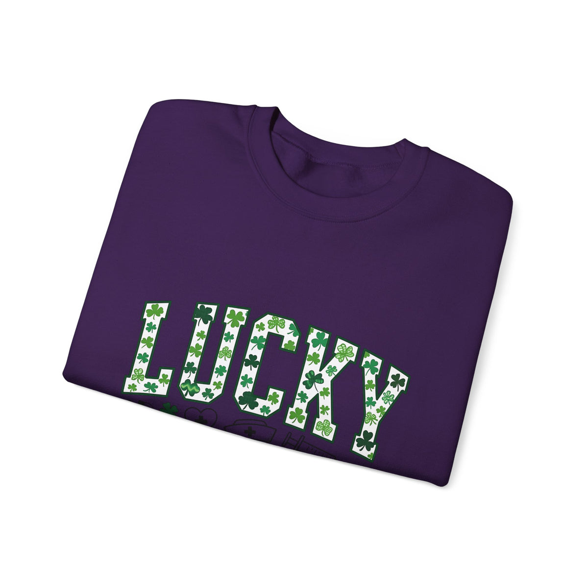 Clover Nurse Cap Sweatshirt Nurse Irish Celebration Gift Women Graphic Design Sweatshirt Nurse Hat Sweatshirt Nursing Enthusiast Nurse Uniform Sweatshirt St