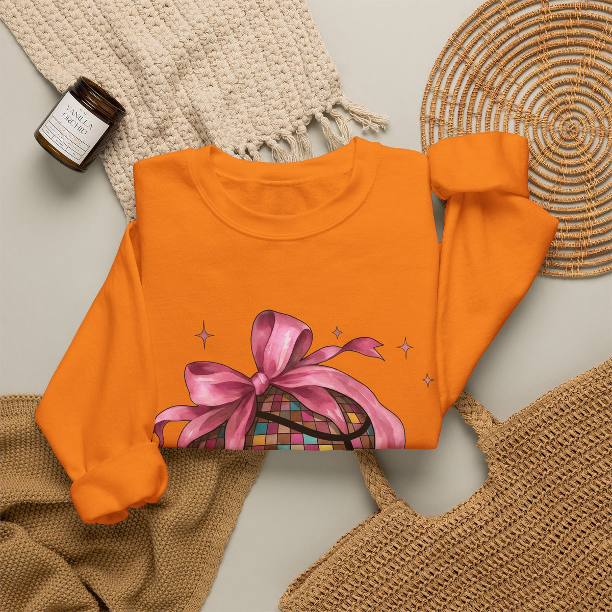 Basketball Disco Ball Sweatshirt Moms Sports Gift Women Whimsical Sweatshirt Disco Ball Sweatshirt Mom Fan Whimsy Sweatshirt Athlete Graphic Watercolor Pink