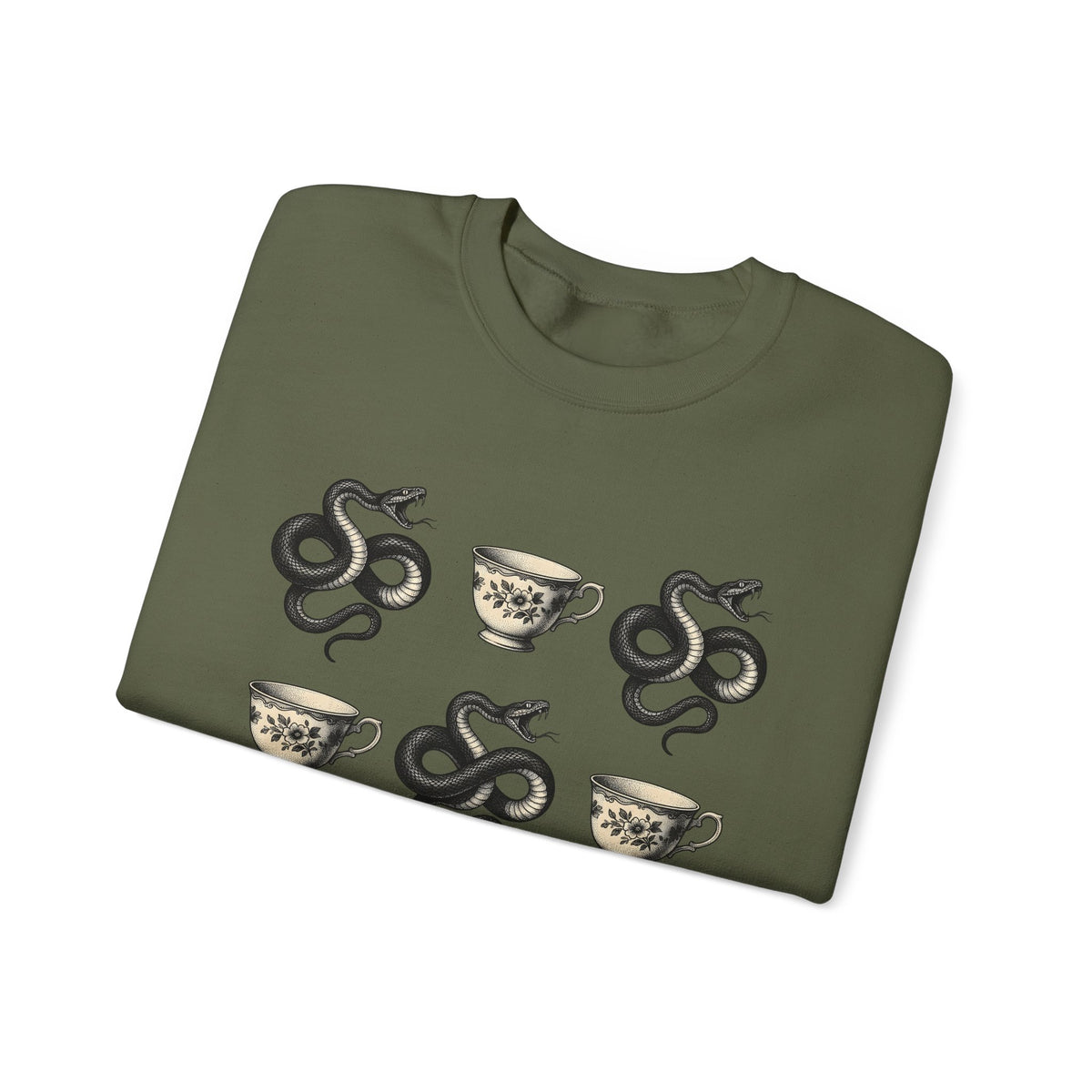 Serpent Tea Cup Sweatshirt Boho Chic Magic Gift Women Retro Sweatshirt Tea Cup Sweatshirt Hippie Fan Vintage Sweatshirt Mystical Graphic Dark Flower Sweatshirt Sweatshirt