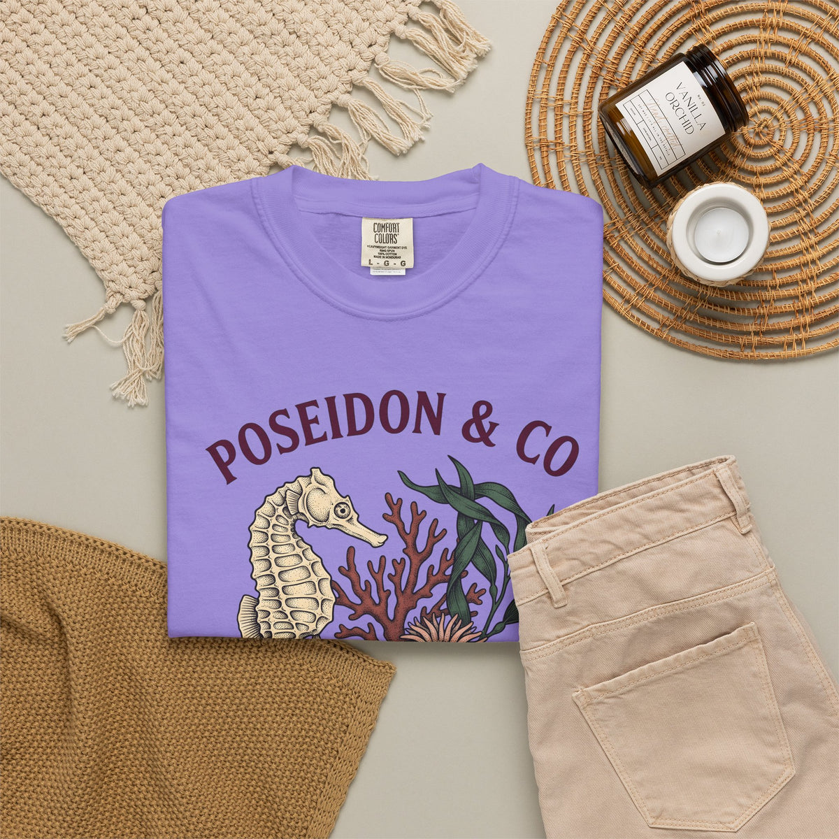 Seahorse Ocean Coastal Gift Old School Seahorse Marine Fan Sea Creature Coastal Ink T-Shirt