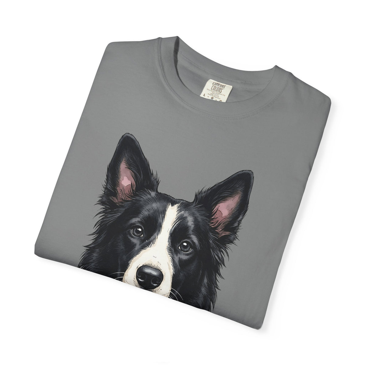 Border Collie Puppy T-Shirt Dog Pets Gift Women Line Art T-Shirt Puppy T-Shirt Dog Fan Collie T-Shirt Animal Graphic Hand Drawn Woven Collar T-Shirt