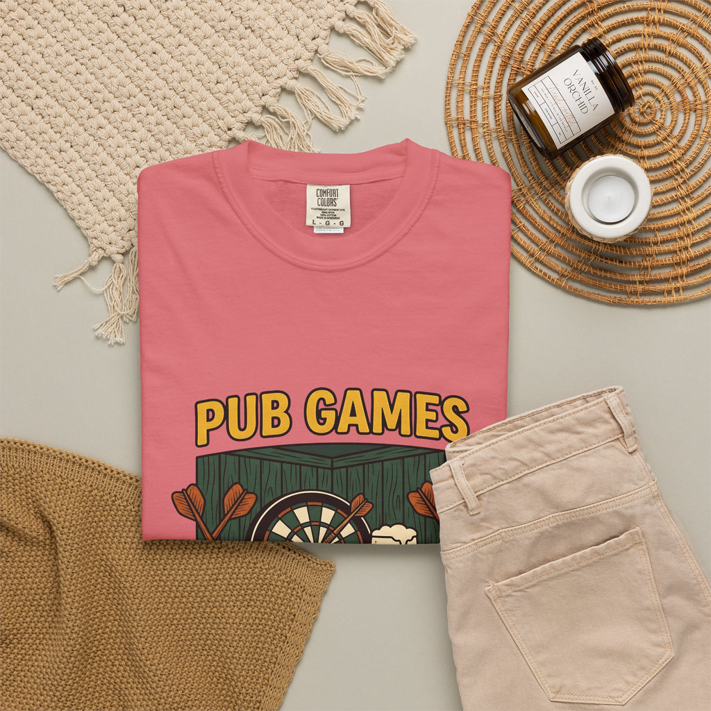 Darts Game T-Shirt Sports Lounge Gift Women Grunge T-Shirt Darts T-Shirt Athlete Fan Distressed T-Shirt Relaxation Graphic Cartoon Ale Glass T-Shirt