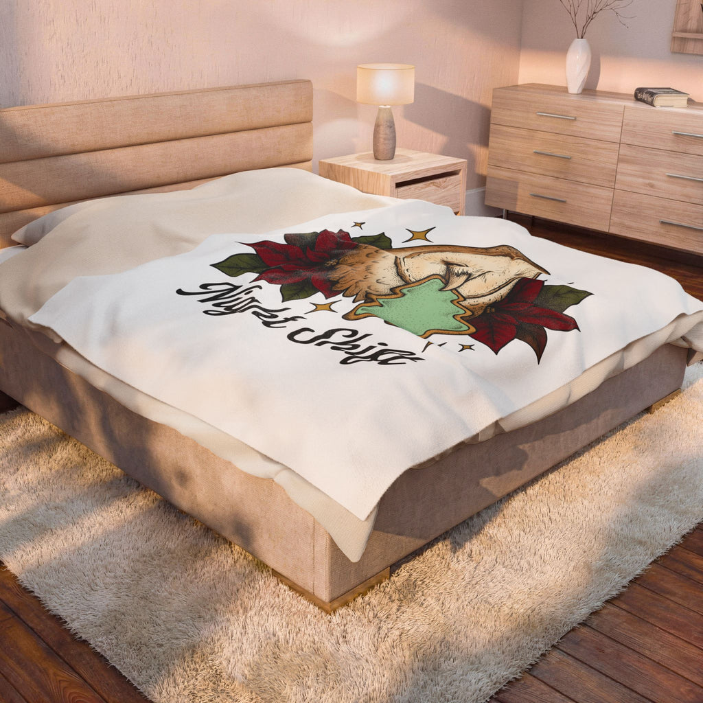 Owl Cookie Blanket Christmas Animal Gift Women Tattoo Blanket Owl Treat Blanket Xmas Fan Tattooed Blanket Wildlife Graphic Vintage Poinsettia