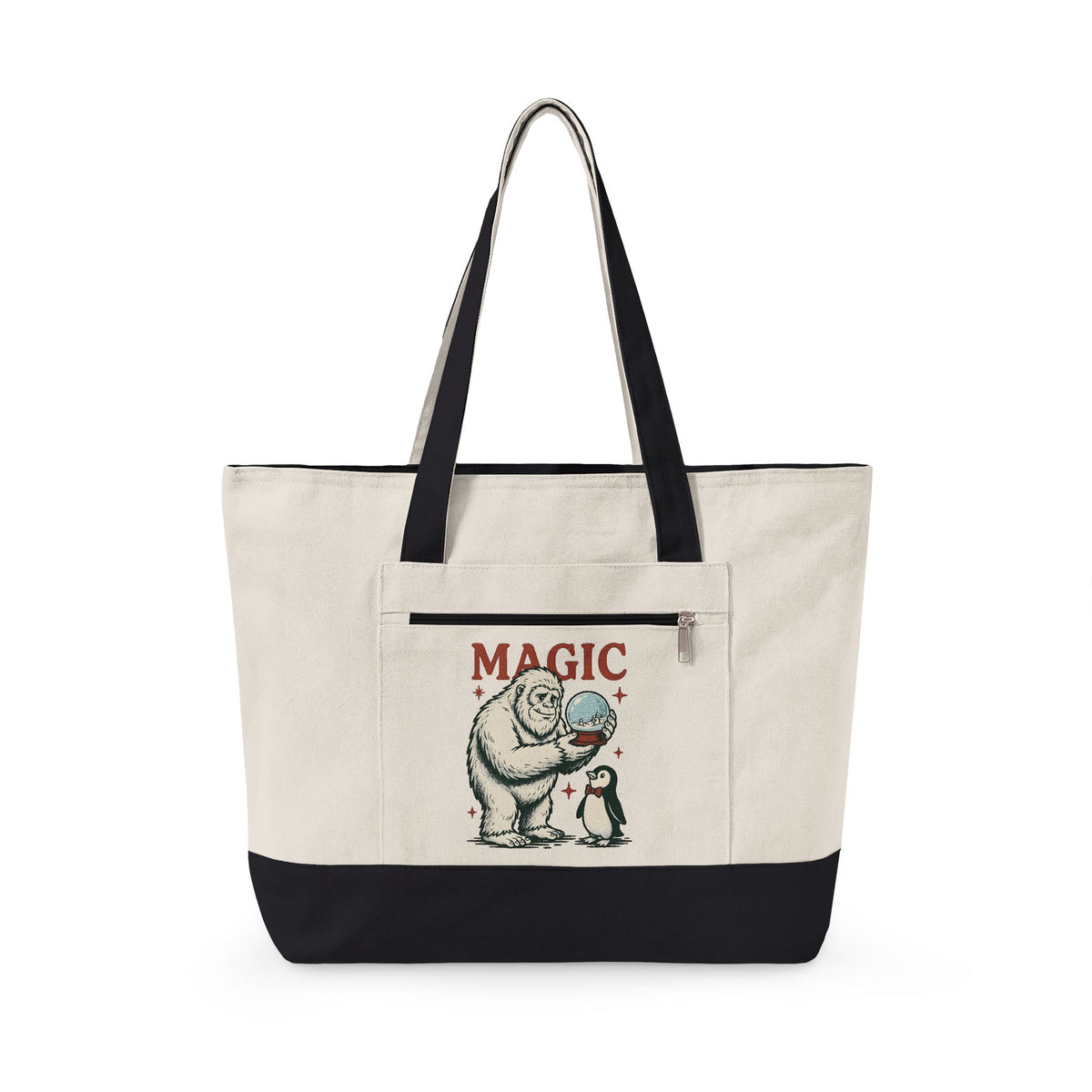 Sasquatch Penguin Tote Bag Christmas Frost Gift Women Antique Tote Bag Bigfoot Tote Bag Xmas Fan Vintage Tote Bag Frosty Graphic Throwback Snow Ball