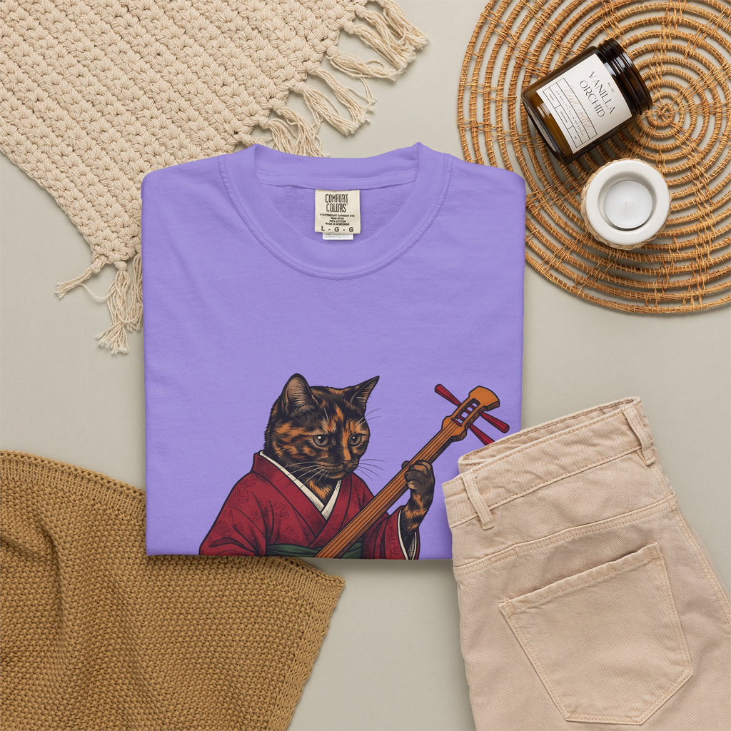 Yukata Cat T-Shirt Cat Sound Gift Women Asian Art T-Shirt Cat T-Shirt Feline Fan Japanese Art T-Shirt Music Graphic Hand Drawn Piano T-Shirt