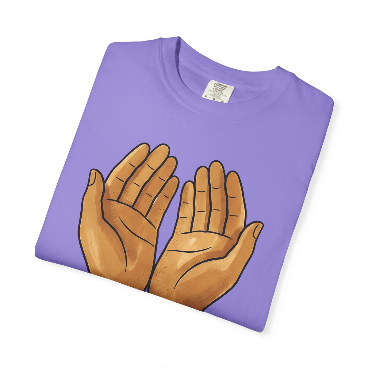 Open Palms T-Shirt Support Thanks Gift Women Sketch T-Shirt Hands T-Shirt Caregiver Enthusiast Drawing Illustration Gratitude Graphic Simple