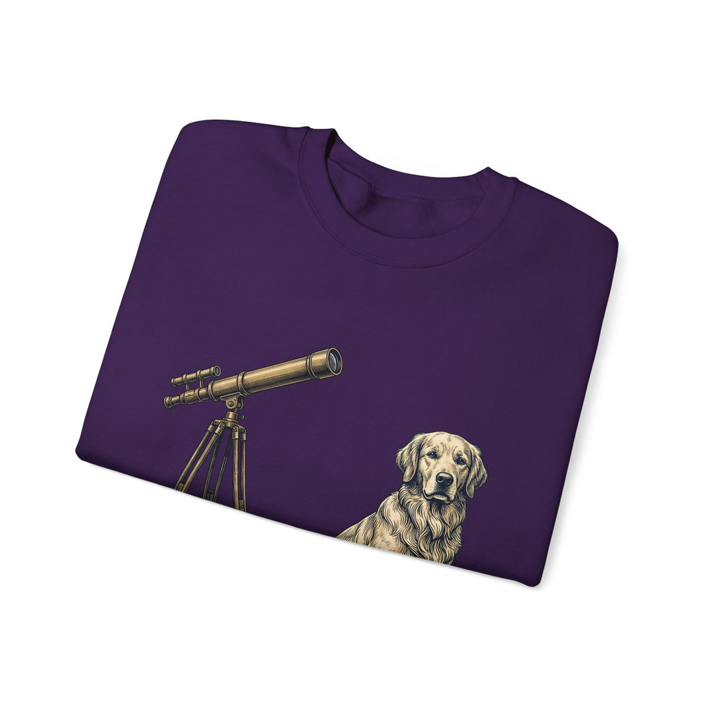Golden Retriever Sweatshirt Dog Universe Gift Women Antique Sweatshirt Retriever Sweatshirt Dog Fan Vintage Sweatshirt Galaxy Graphic Cartoon Telescope Sweatshirt
