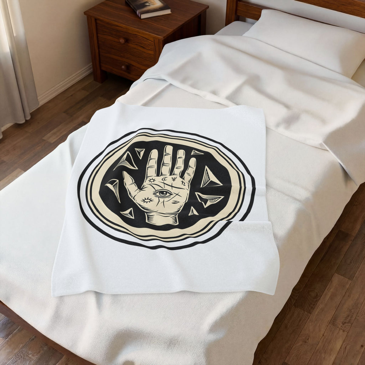 Enchanted Hand Blanket Mystical Esoteric Gift Women Folk Blanket Magical Hand Blanket Occult Fan Primitive Blanket Mystical Graphic Antique Polygon