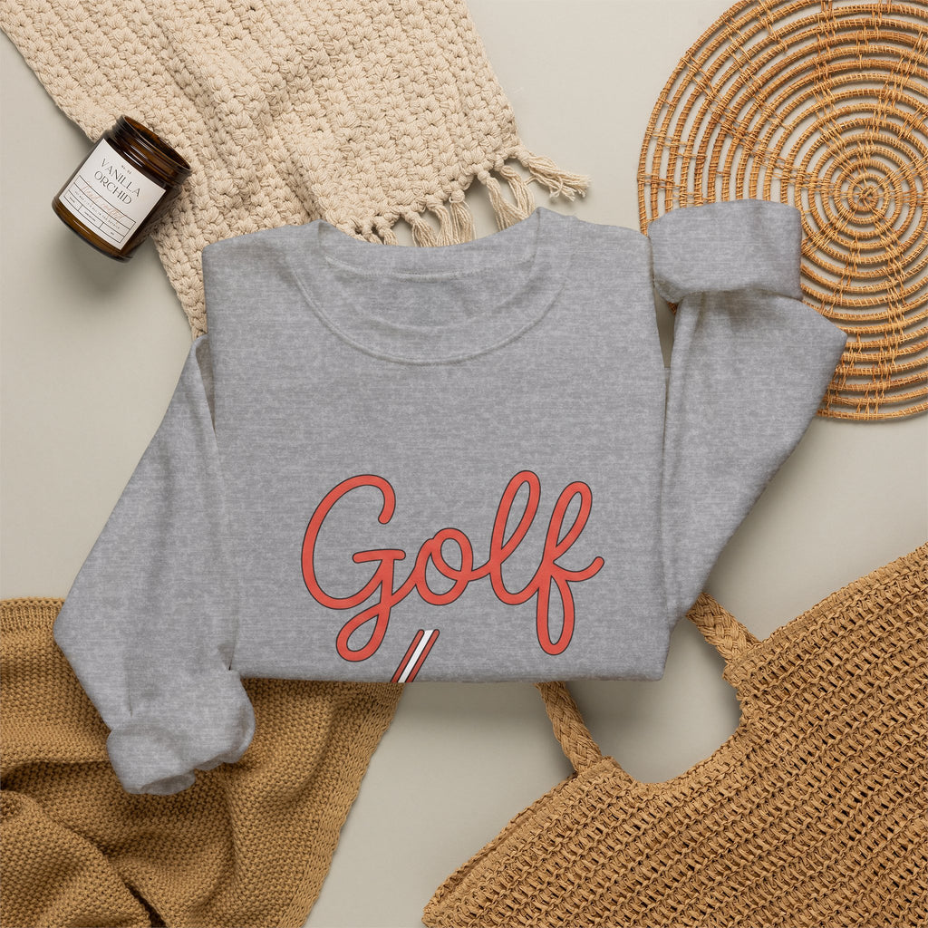 Golf Athlete Sweatshirt Golf Pastime Gift Women Simple Design Sweatshirt Golfer Sweatshirt Golfing Enthusiast Minimalist Sweatshirt Leisure Graphic Outline