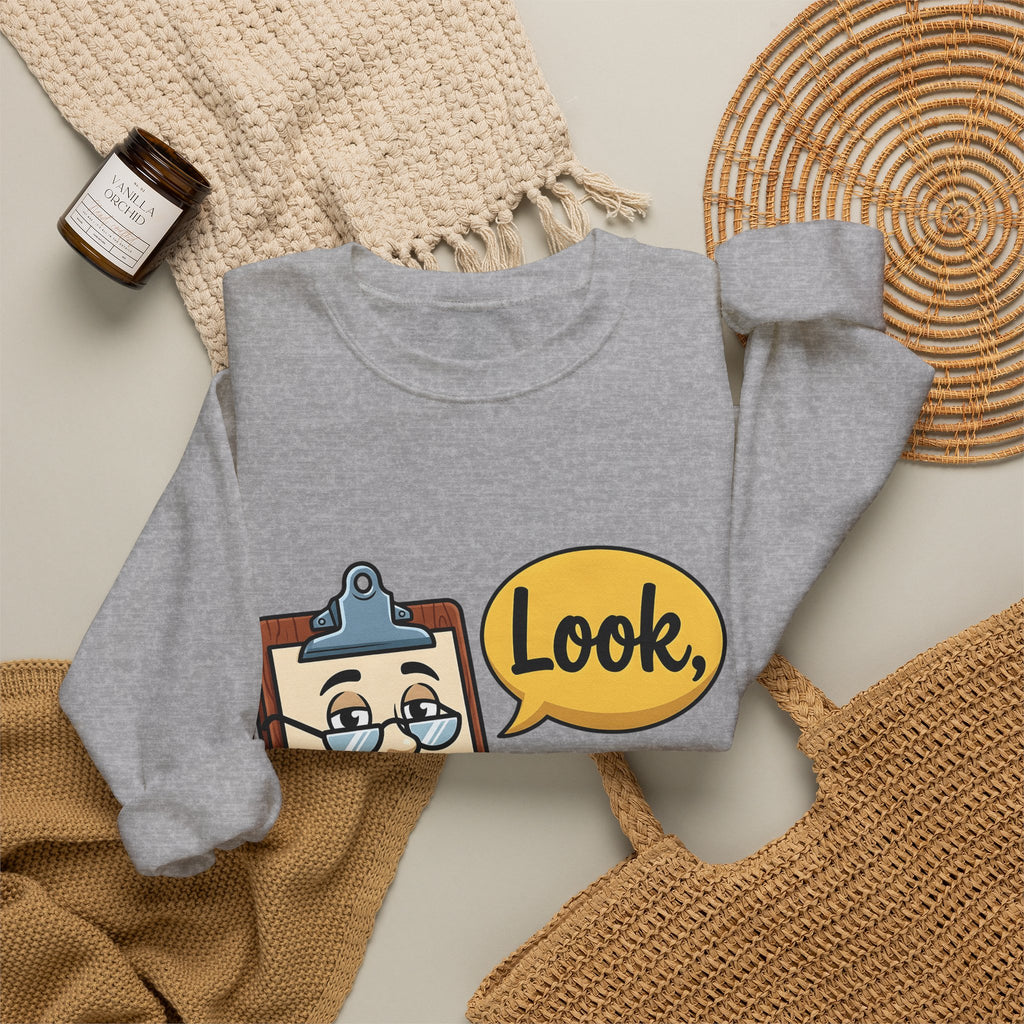 Clipboard Sketch Sweatshirt Teacher Stationery Gift Women Line Art Sweatshirt Notepad Sweatshirt Educator Enthusiast Illustration Design Drawing Sweatshirt
