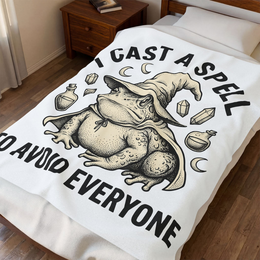 Warlock Toad Blanket Funny Magick Gift Women Old School Blanket Toadstool Blanket Humor Fan Retro Blanket Occult Graphic Outline Flask Blanket