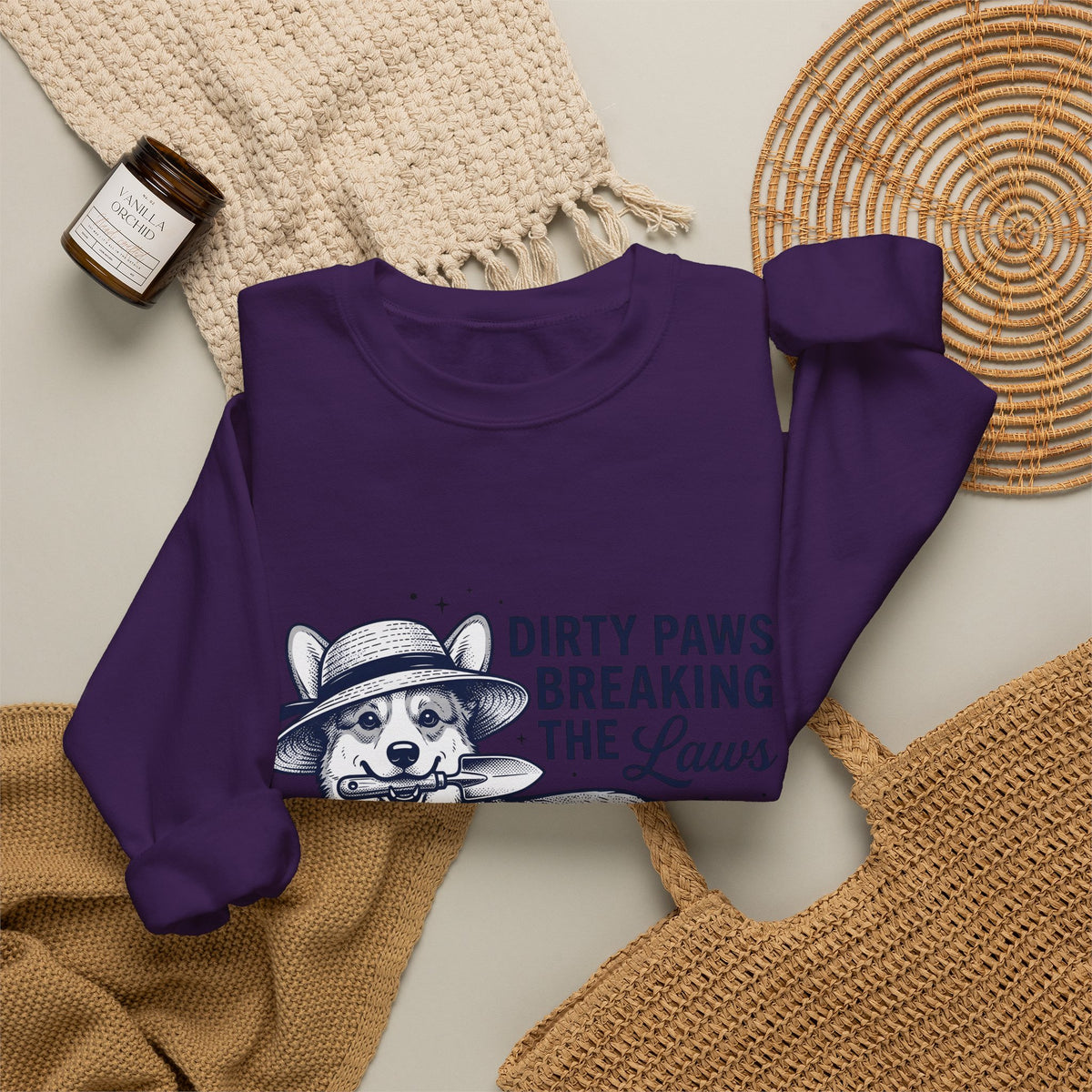 Corgi Canine Sweatshirt Dog Horticulture Gift Women Old School Sweatshirt Dog Sweatshirt Dog Fan Puppy Sweatshirt Gardening Graphic Outline Hand Shovel Sweatshirt