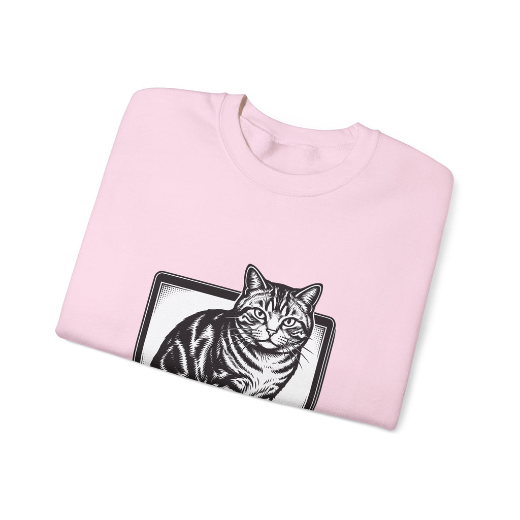 Orange Cat Sweatshirt Cat Gadgets Gift Women Classic Sweatshirt Kitty Sweatshirt Cat Fan Retro Sweatshirt Tech Graphic Doodle Notebook Sweatshirt
