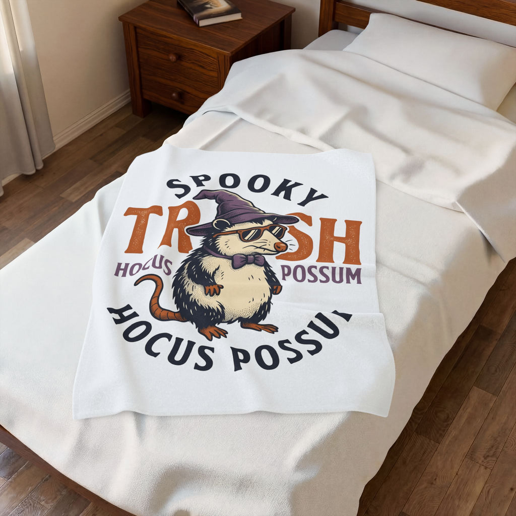Possum Wizard Halloween Animal Gift Vintage Opossum Spooky Fan Retro Creature Hand Drawn Blanket