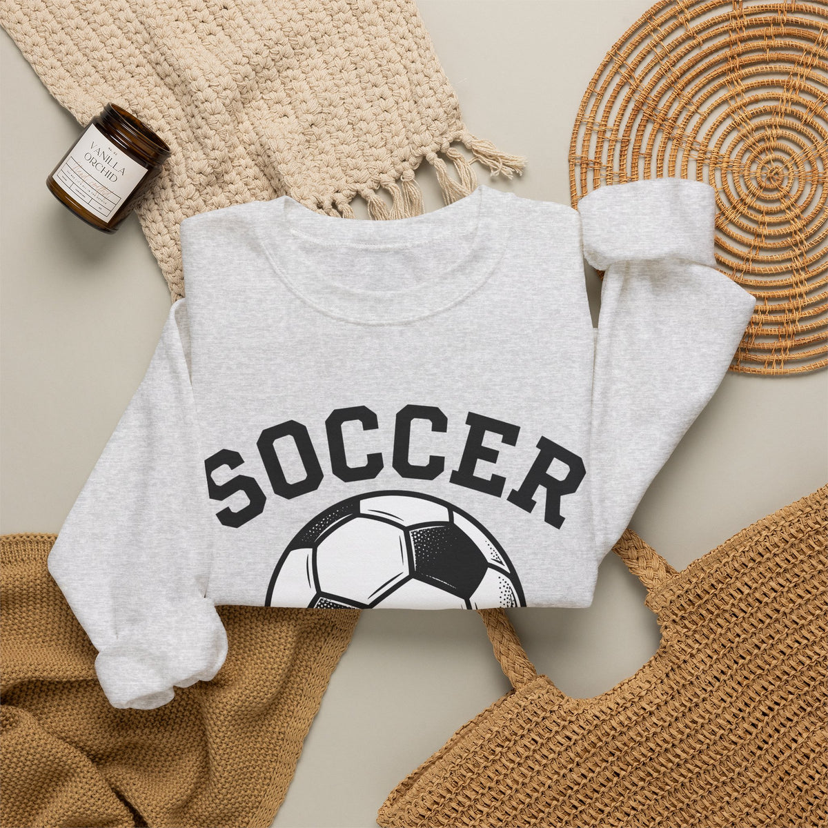 Soccer Ball Moms Sports Gift Vintage Football Mom Fan Retro Athletic Hand Drawn Varsity Sweatshirt