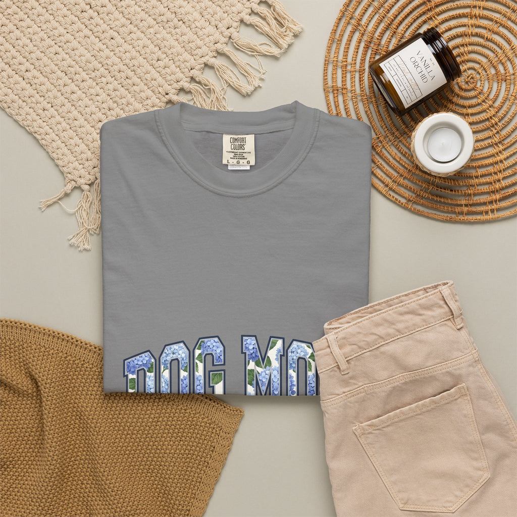 Blossom Varsity Font T-Shirt Dog Mom Puppy Gift Women Heavy T-Shirt Flower T-Shirt Dog Mom Fan Bold T-Shirt Puppy Graphic Rustic Bloom T-Shirt