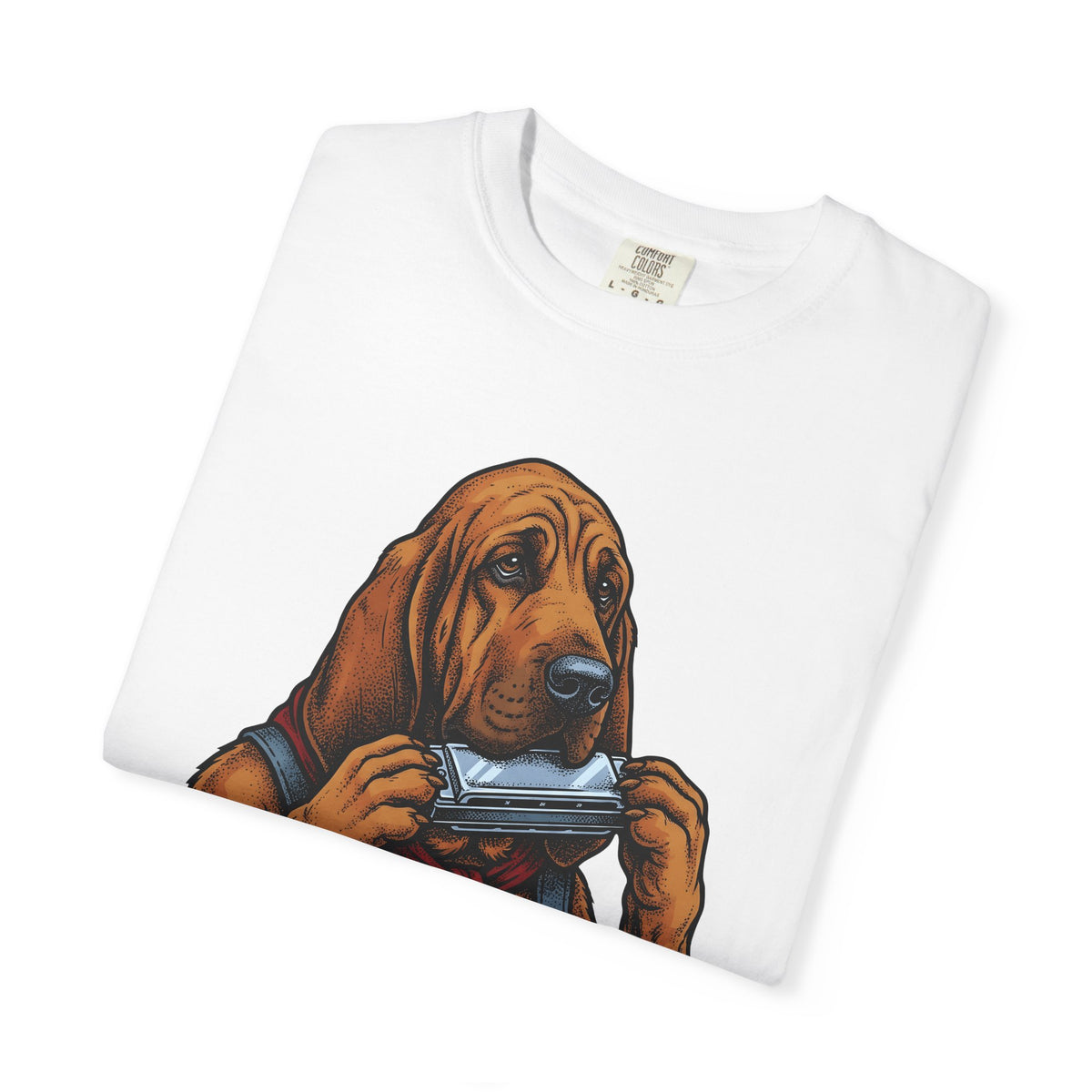 Bloodhound Canine T-Shirt Dog Songs Gift Women Rustic T-Shirt Hound T-Shirt Dog Fan Coonhound Graphic T-Shirt Cartoon Mouth Harp T-Shirt